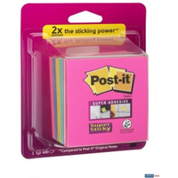 Karteczki samoprzylepne Post-it Super Sticky, kostka, w kolorach tczy, 76x76mm, 440 karteczek, 2028-SS-RBWC  3M-04054596278066