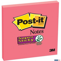 Karteczki samoprzylepne Post-it Super Sticky, Fuksja, 76x76mm, 90 karteczek, (654-6SS-PNK)